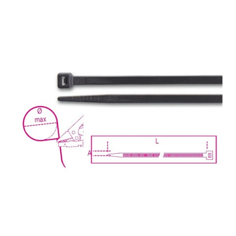 Bindstrips / Tie-wraps Beta Nylon Zwart 4,8x300mm